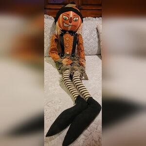 Joe Spencer Riley Scarecrow Pumpkin Head 66" Like New No Tag